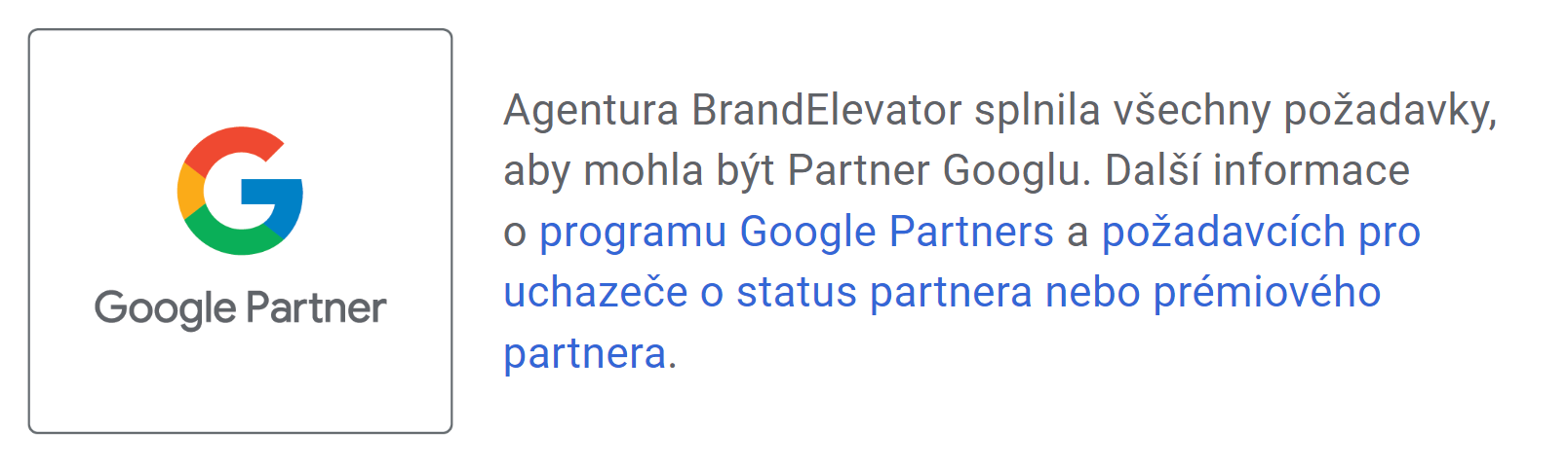 Google badge o společnosti BrandElevator